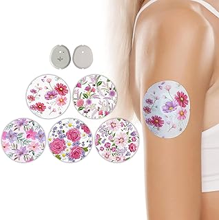 HONYOU 15Pack G7 Adhesive Patches for Dexcom & Stelo Overpatch Waterproof 15 Days G7 Sensor Covers Sweatproof & Latex-Free, Pink Floral Pattern Overlay CGM Tape Without Hole