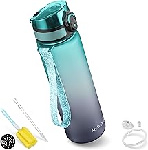 My Vesperbox Minny Children's Leak-Proof Water Bottle, 750 ml, with Straw or Strainer, Lightweight Tritan Water Bottle, BPA-Free, for Nursery, School (Grey - Blue 750 ml)