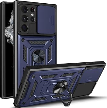 Case for Samsung Galaxy S25 Ultra/S25 Plus/S25, Magnetic Ring Stand Cover with Screen Camera Protection Anti-Scratch Case,Blue,S25 Ultra