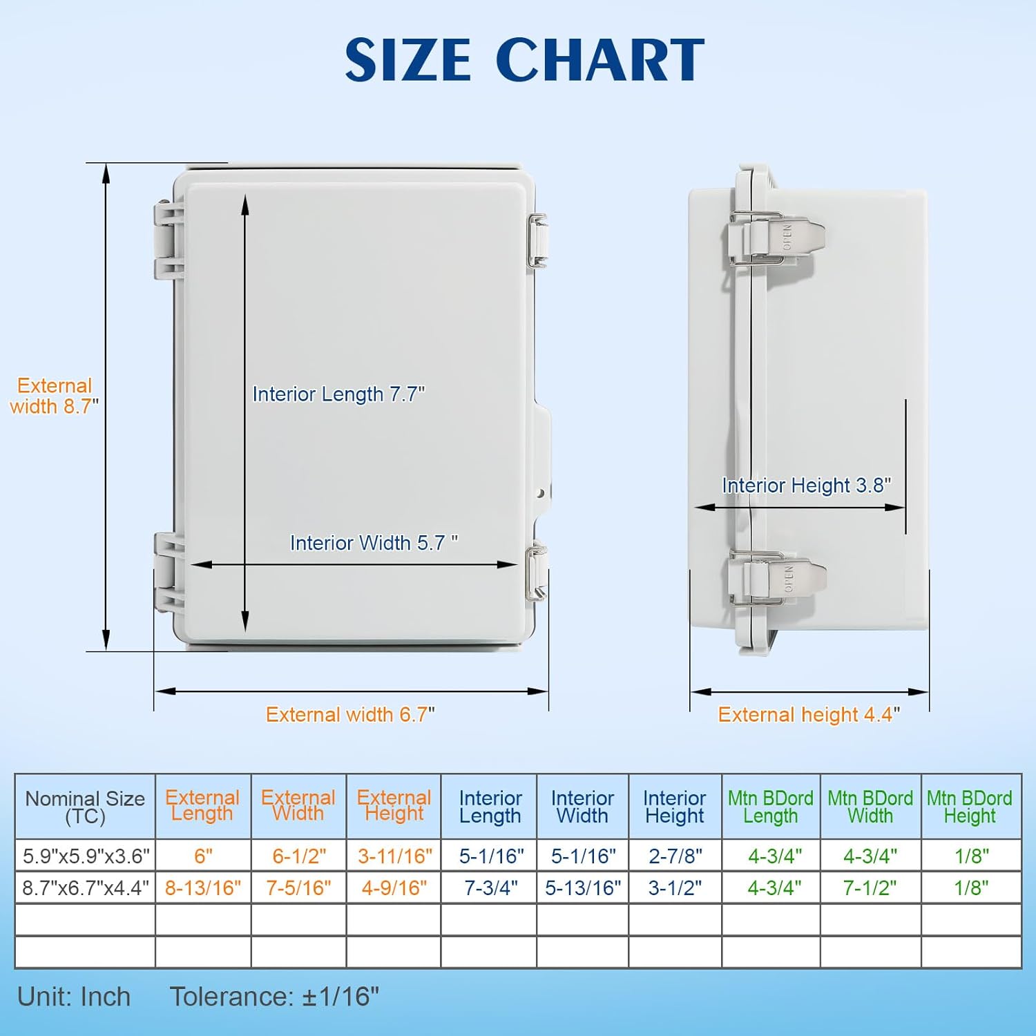 Waterproof Electrical Junction Box IP67 ABS Plastic Electrical Enclosure Outdoor Electrical Box with Hinged Cover,Mounting Plate, Wall Brackets, Cable Glands
