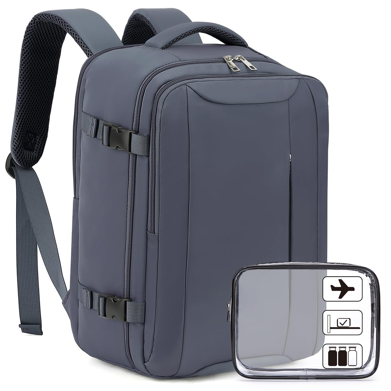 Xkdoai for Easyjet Cabin Bag 45x36x20, Travel Backpack with TSA Approved Clear Bag, Carry-ons Cabin Backpack for Travelling Underseat Cabin Bag Laptop Backpacks Luggage Set — view 12