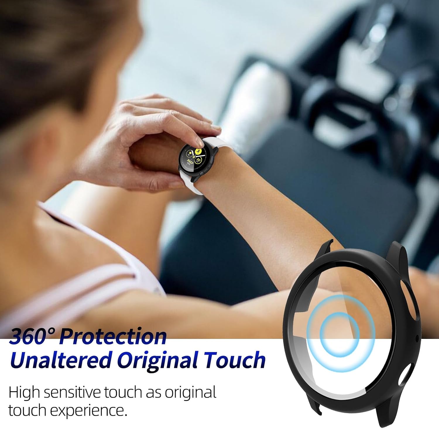 3 Pack for Samsung Galaxy Watch Active 2 44mm Screen Protector Case [Full Coverage], Hard PC Bumper All-Around Protective Accessories for Active 2 Built-in Tempered Glass Film