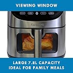 Kenmore 8 Qt Air Fryer 1700W 12 Presets Digital Touch Screen Stainless Steel Family Size Nonstick Basket Easy Cleanup Dishwasher Safe OilLess Cooking