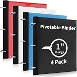 360° Pivotable 3 Ring Binder, Upgraded Foldable Binders 1 inch 12 Pack, Thin Small Three Ring Binder Fits 8.5" x 11", for Home, School and Office- Black, Purple, Pink, Blue, Green, Red