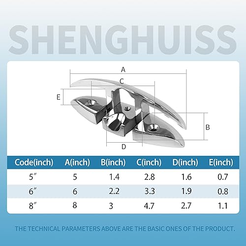 Miniatura 6 de SHENGHUISS 2 tacos plegables abatibles de acero inoxidable 316 de 5 pulgadas para montaje en muelle empotrado con cierres