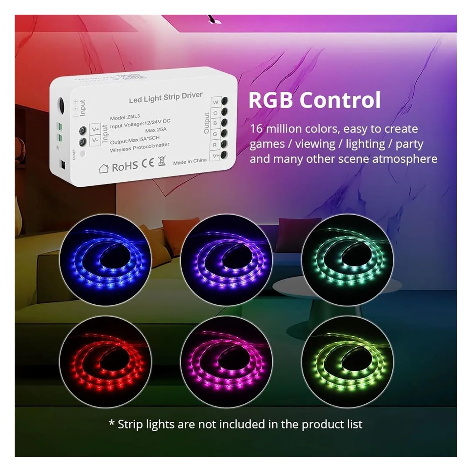 LED Light Strip Driver with Knob Switch LED Controller LED Dimmer(ZML3(CW only) Gray)