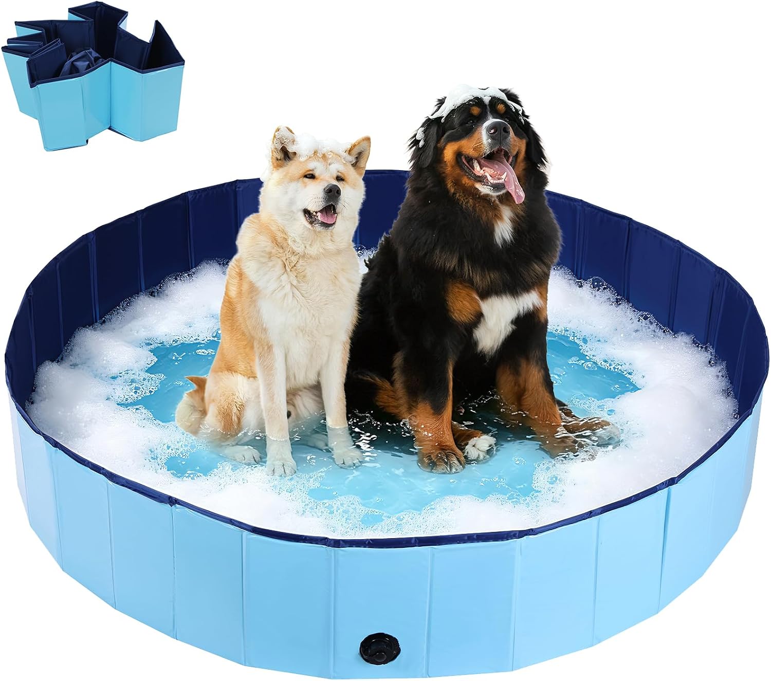 NATGAI 63 x 12in Foldable Dog Swimming Pool, PVC Pet Bath Tub, Whelping Box