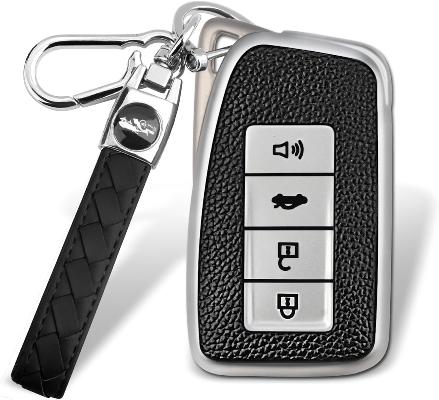 QBUC for Lexus Key Fob Cover, Key Fob Case with Keychain for Lexus 2013-2021 ES is GS NX LS RX RC GX LX 570 200 250 350 460 300 F 450h 600h Accessories Protector (Silver)