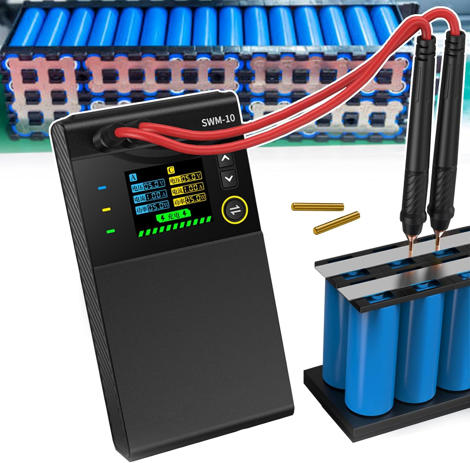 Battery Nickel Chip Welding Tool,Portable Double Pulse Spot Welding Machine with LCD to Monitor Equipment Status & 5000mAh Battery,Welding Thickness 0.1-0.25mm/Max Welding Current: 1200A