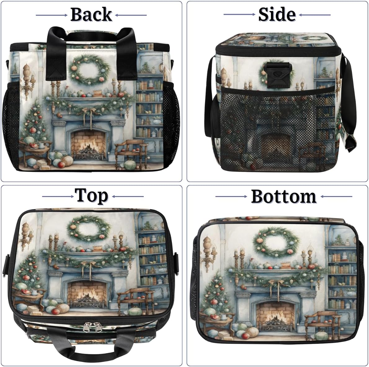 Insulated Picnic Backpack Lunch Box for Women Men Picnic Basket Tote Lunch Bag Picnic Bag Portable Lunch Bags for Picnic, Beach, Work, Trip,Office, Camp Fireplace New Year