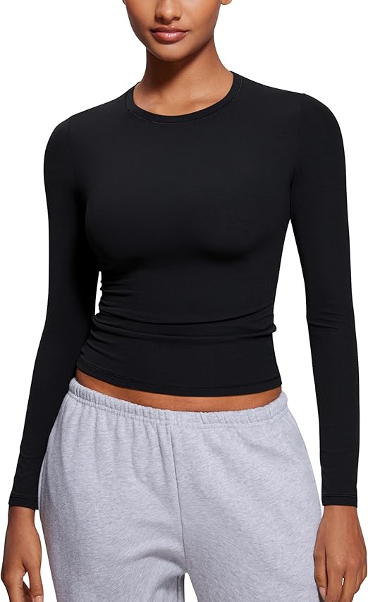 CRZ YOGA Softembrace Long Sleeve Shirts Crew Neck T-Shirts