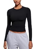 Softembrace Long Sleeve Shirts for Women Soft Crew Neck Fall Basic Tight Tops Fitted Casual Going Out T-Shirts