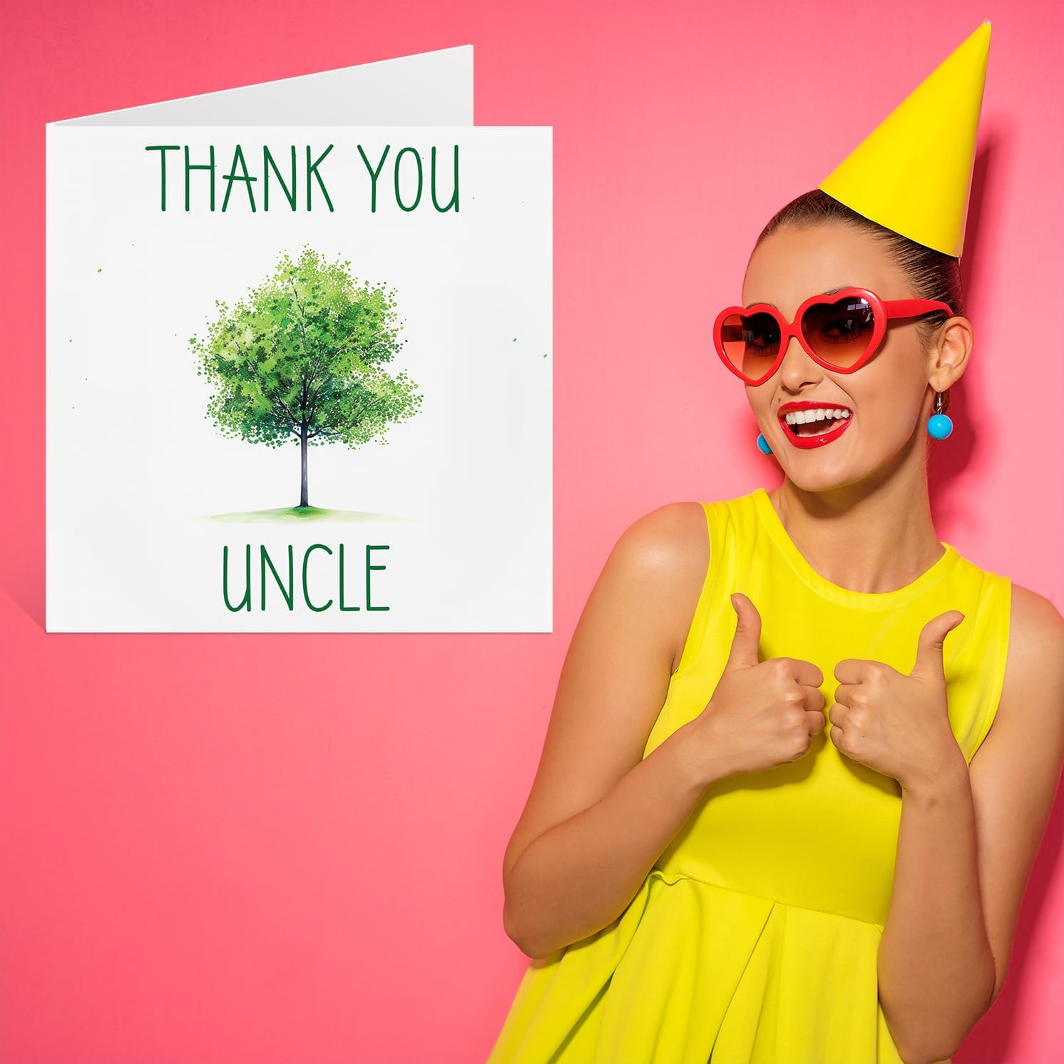 Stuff4 Thank You Cards for Uncle - Colourful Green Tree - Thankyou Cards for Him Men, Heartfelt Appreciation Card, 5.7 x 5.7 Inch Thank You So Much Greeting Cards for Gifts