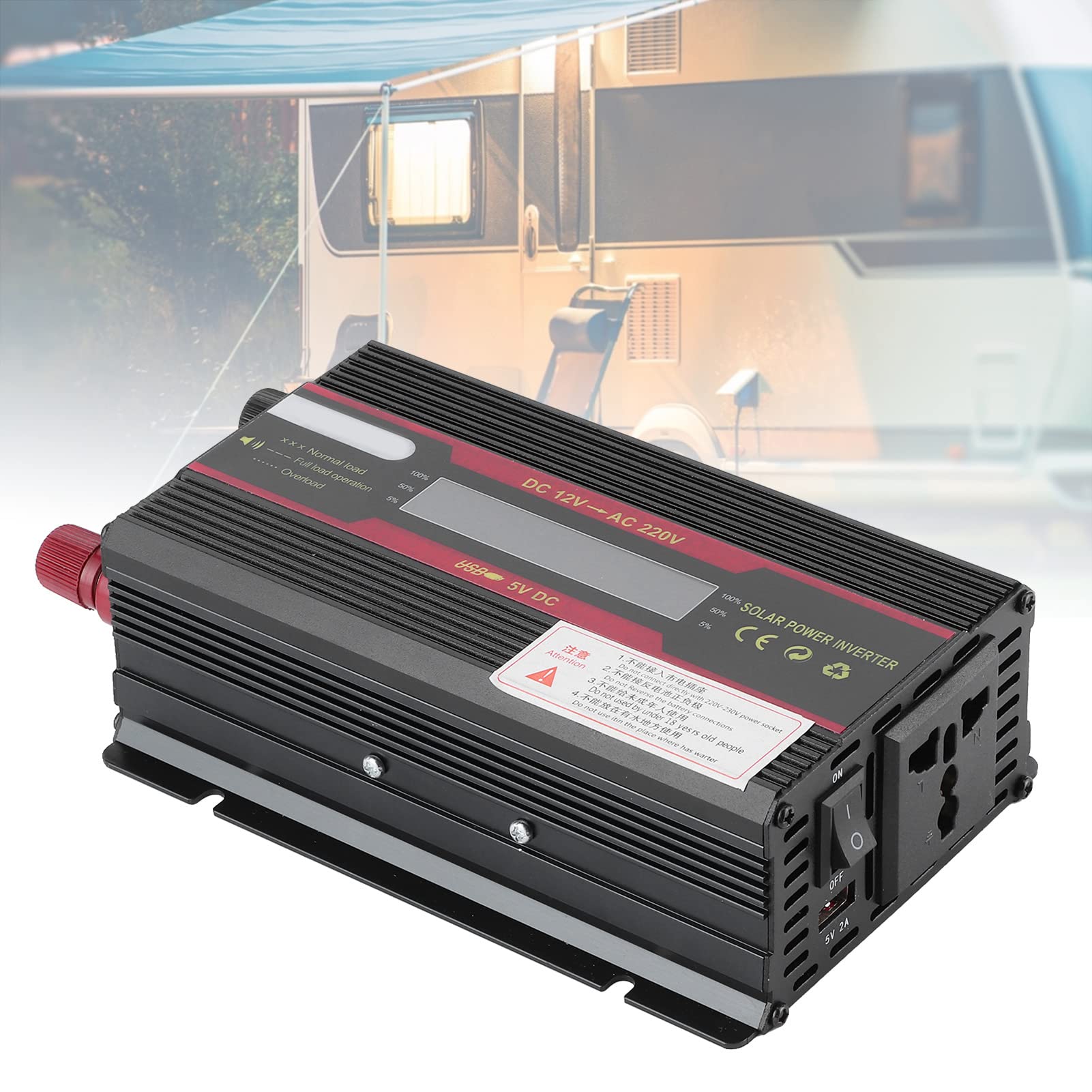 Inversor de Coche, Convertidor de Ondas Sinusoidales Modificadas de Potencia Máxima de 3000W, Pantalla LCD para Accesorios de Viaje y Camping