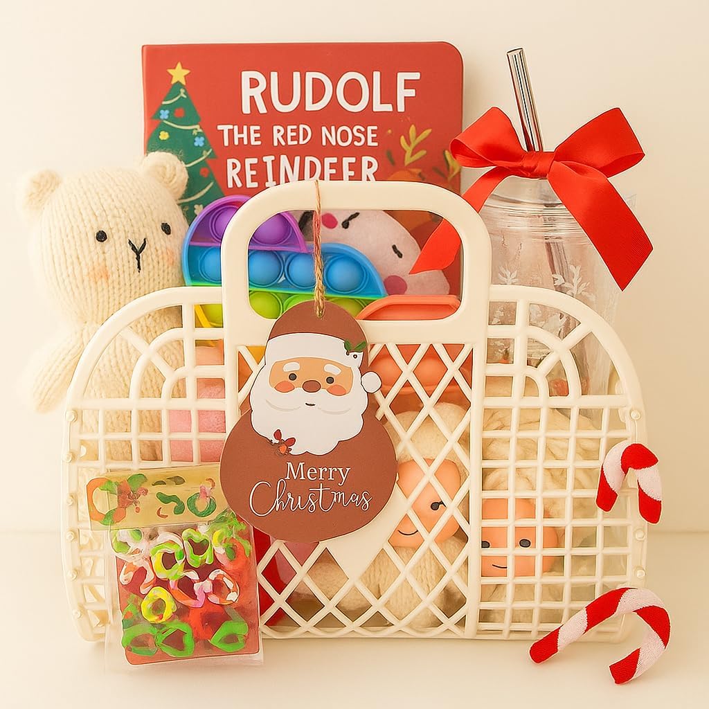 Andaz Press 10 Pcs Ivory Jelly Purse for Women, Christmas Gifts for Kids Baskets, Jelly Bag Bridesmaids, Reusable Bachelorette Beach Bags, Christmas Decorations