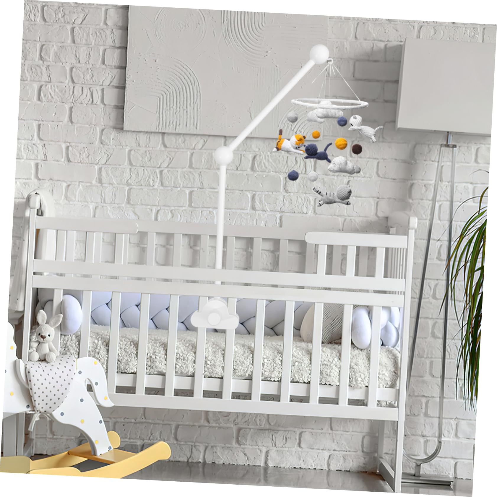 Kisangel Mobile-Halterung Aus Holz Für Kinderbett Mobile-arm Mit Wolken-Design Zubehör Für Babybett Dekoration Für Kinderzimmer Einfach Zu Montieren