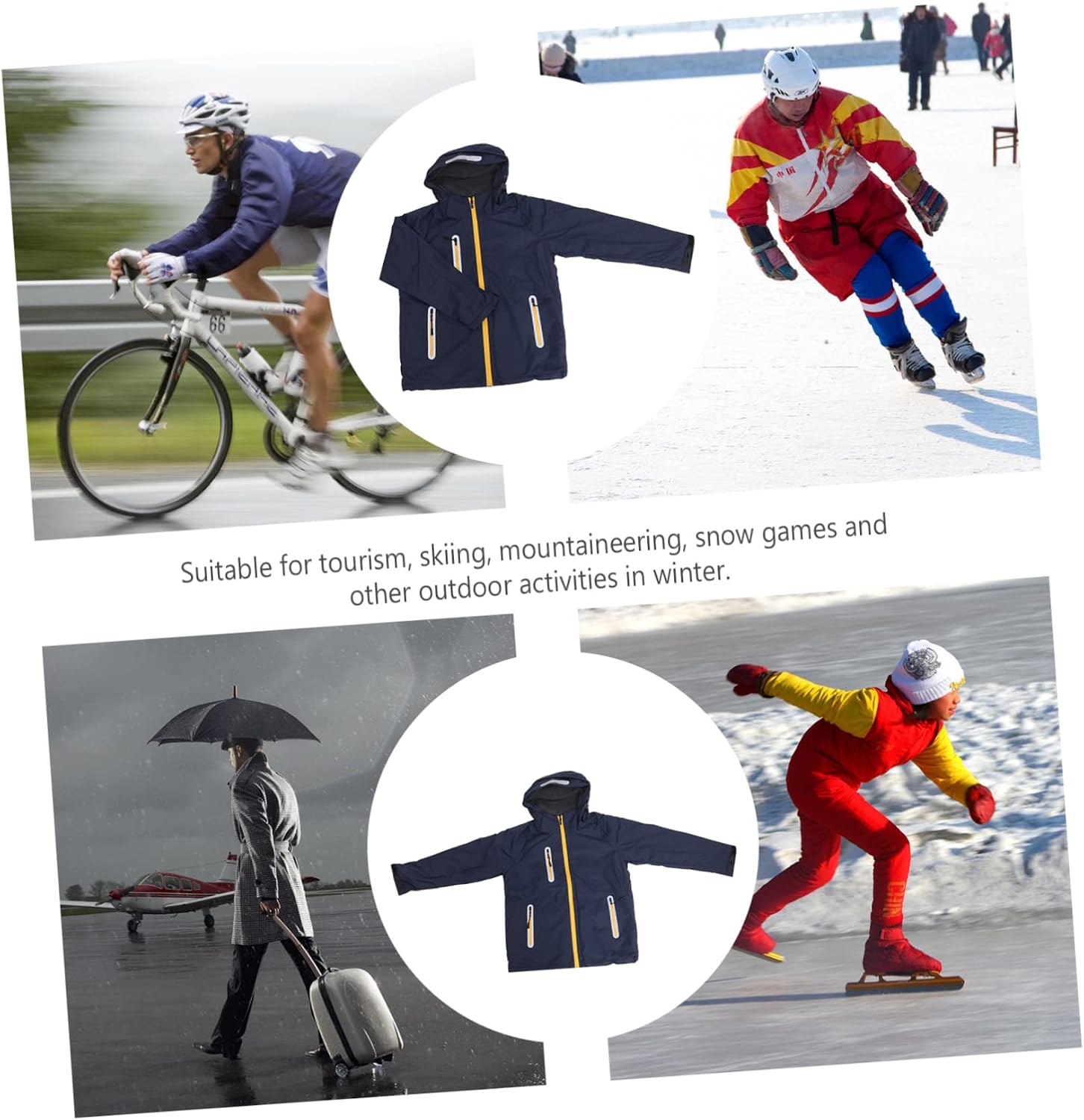 SAFIGLE Winter Outdoor Hiking Coat Fleece Jacket Windbreaker Full Zip Closure Cuffs Lightweight