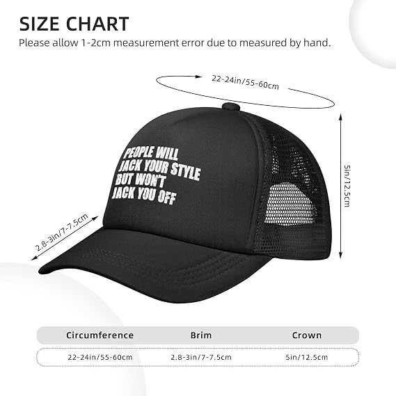 Black Trucker Hats Women for Men & Women People Will Jack Your Style, But Won't Jack You Off Baseball Cap