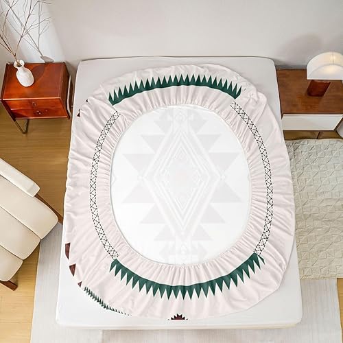 Miniatura 5 de Erosebridal Juego de sábanas ajustables occidentales de geometría vintage, sábanas de estilo bohemio occidental, sábana encimera de estilo