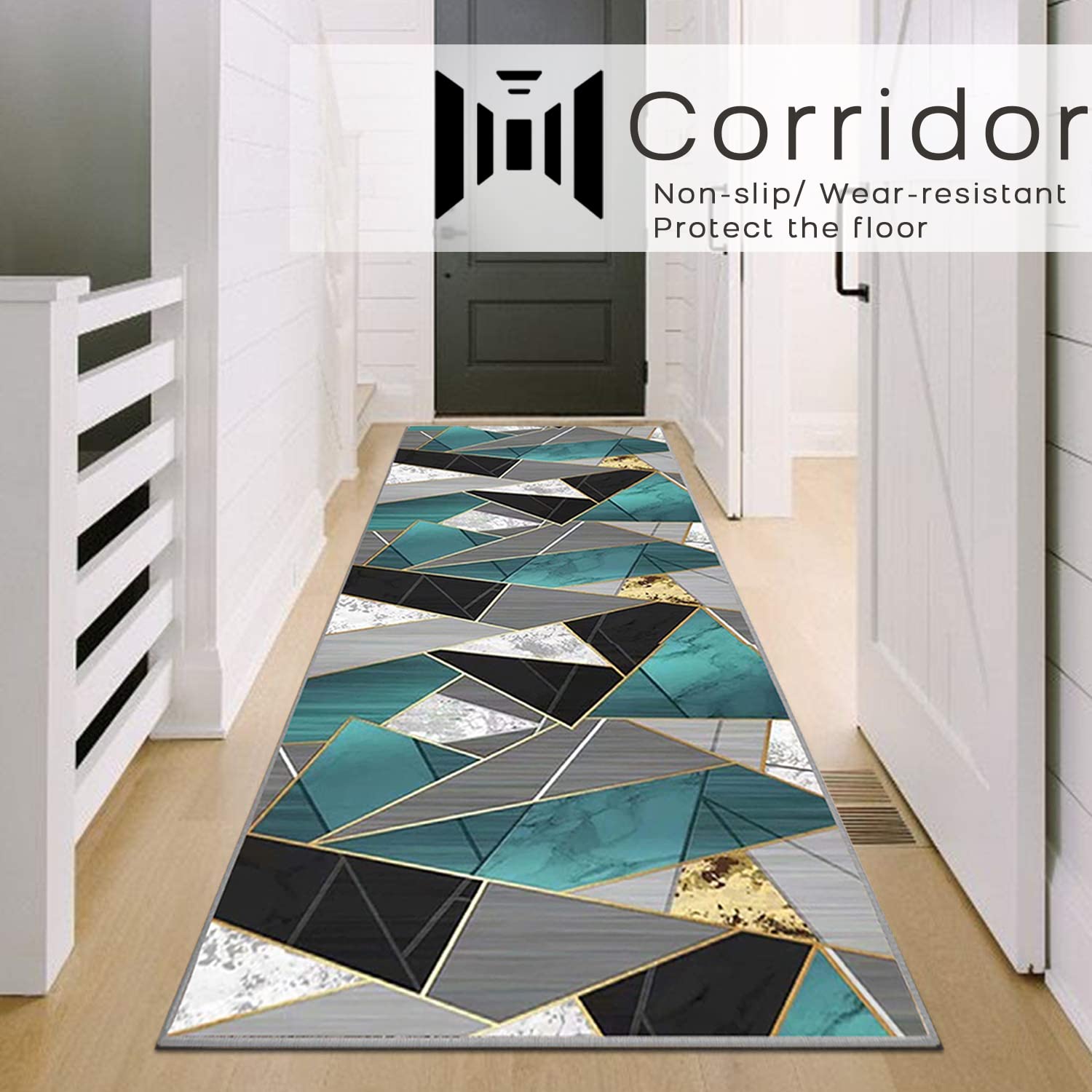 Tapis Antidérapant Lavable SUNLIMEI Tapis De Passage 45 X 110 Cm Lavable Antiderapant Tapis Long Couloir, Moderne Motifs Géométriques, Lavable En Machine Pour Couloir, Entrée Tapis De Cuisine Long