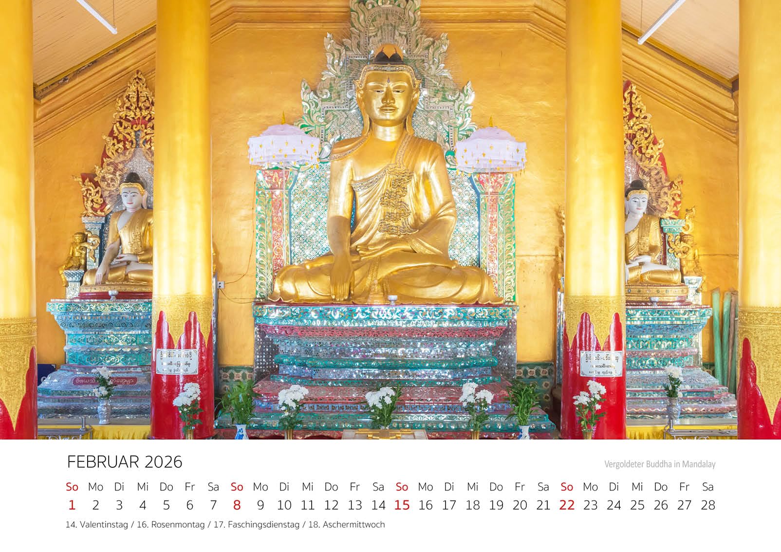 Edition Seidel Premium Kalender Buddha 2026 Format DIN A3 Wandkalender Asien Thailand Bangkok buddhistischer Tempel Mario Weigt