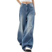 Womens Wide Leg Jeans Baggy Mid Waisted Denim Boyfriend Pants | Boyfriend, Y2k, Hip Hop, Casual, Loose fit, Streetwear,90s Loose Long Trousers