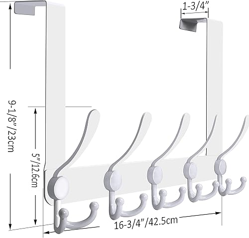 Miniatura 5 de WEBI Ganchos para colgar sobre la puerta, con 5 ganchos para colgar, toallero sobre la puerta, toallero para colgar sobre la puerta, perchero para