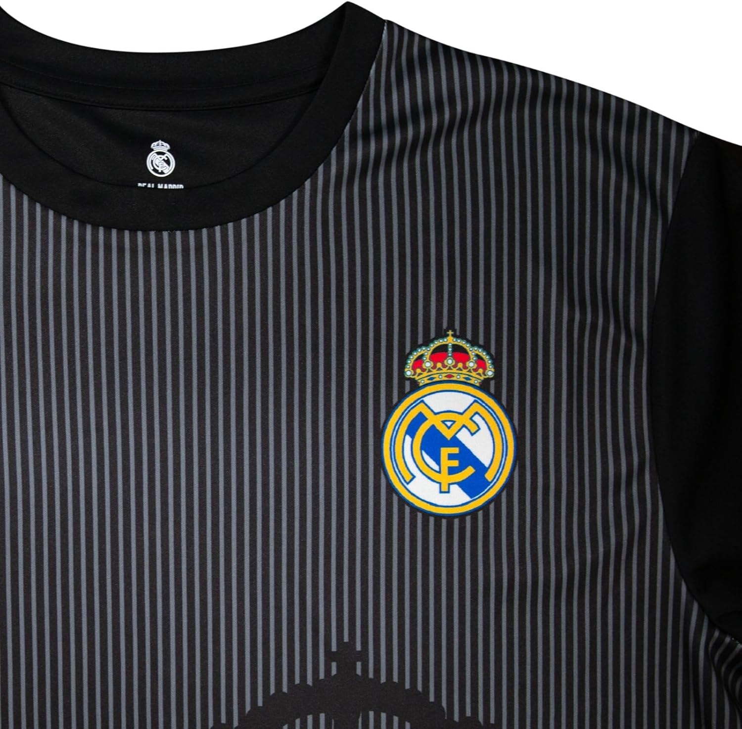 Icon Sports Men Compatible with Real Madrid Sublimation Logo Poly Soccer T-Shirt - Black - Image 3