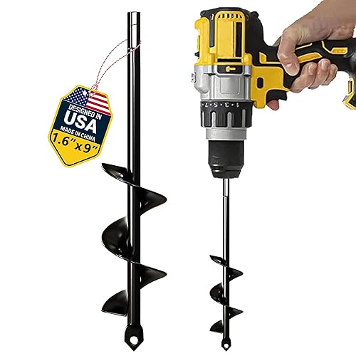 K-Brands Broca barrenadora para plantar, 1.6 x 9 pulgadas, perfora en espiral, para plantar bulbos, plantas de cama, hacer agujeros de sombrilla,