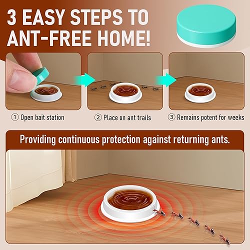 Miniatura 6 de Paquete de 40 cebo de gel repelente de hormigas  Estación de cebo de hormigas para interiores y exteriores, fórmula atractiva elimina azúcar,