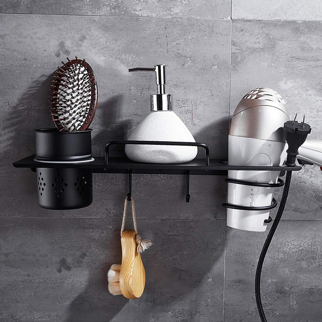 Estantes calefactores, Estante de Pelo Negro de Acero Inoxidable, Estante Retro para secador de Pelo, Estante de Almacenamiento para Colgar en la Pared To Pursue Happiness