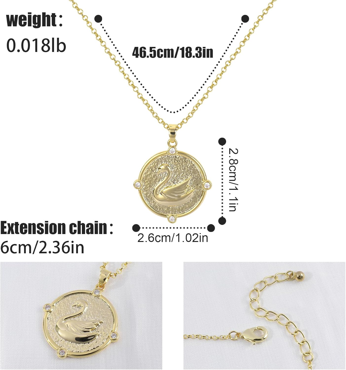 Gold Pendant Necklace for Women 14K Gold Plated Coin Pendant Necklace Adjustable Chain Disc Round Charm Initial Statement Necklace Trendy Jewelry Gift for Her - Image 2