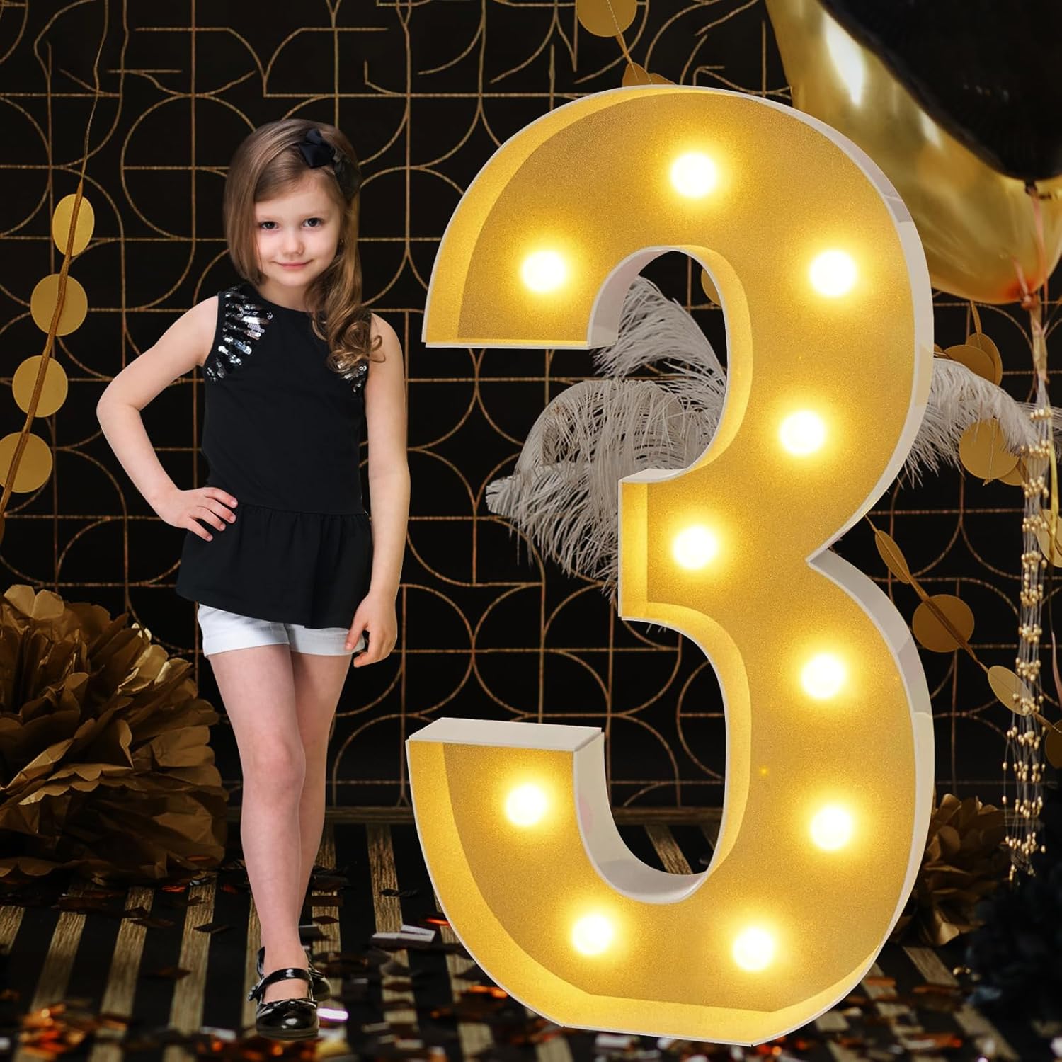 4FT Marquee Light Up Numbers, Mosaic Numbers for Balloons