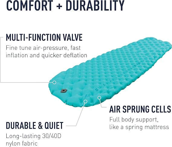Sea to Summit Comfort Light Insulated Sleeping Pad for Backpacking and Camping, Large (72 x 25 x 2.5 inches)