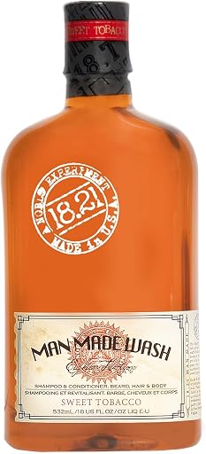 18.21 Man Made 3-in-1 Body Wash, Shampoo, & Conditioner for Men, All Hair & Skin Types, Strengthens and Moisturizes in a Manly Aroma 18oz