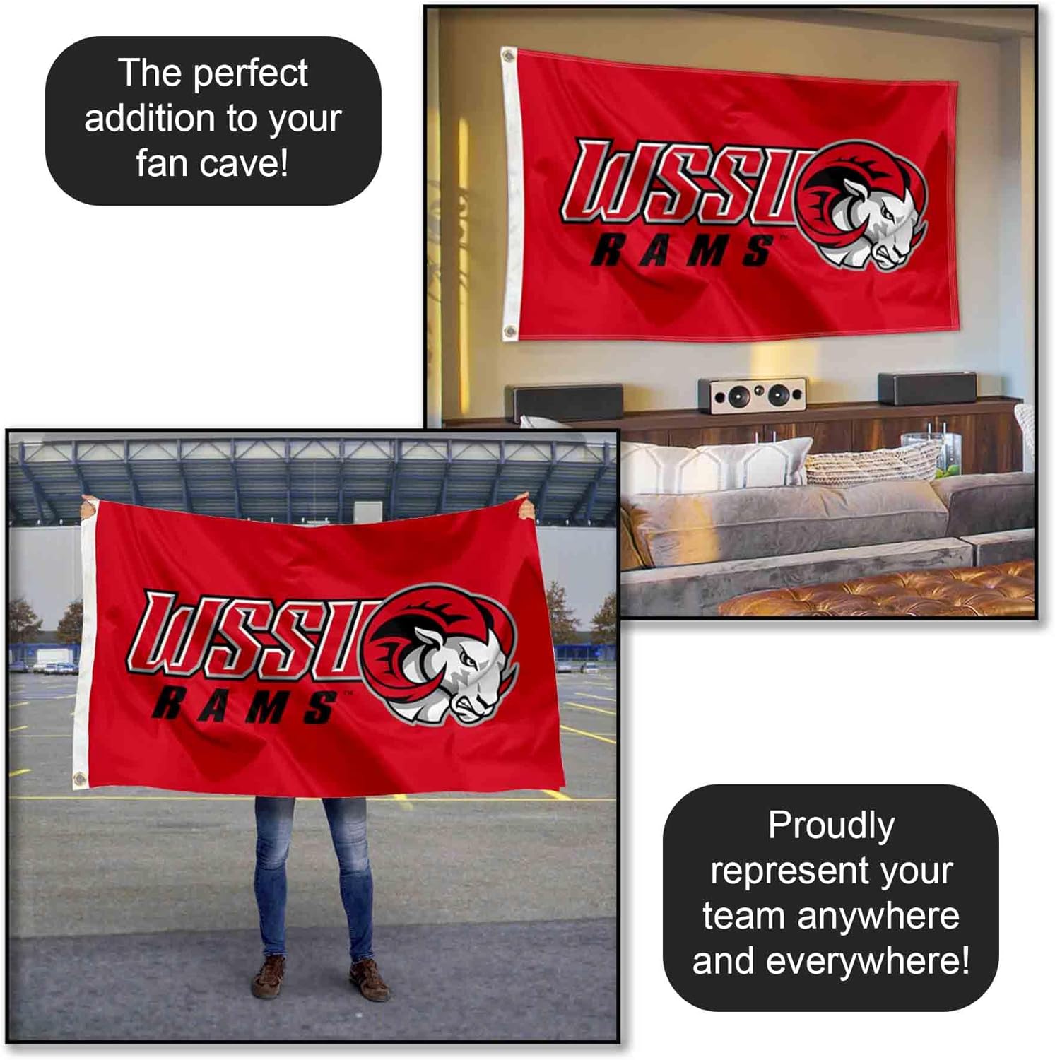 Winston Salem State Rams Wordmark Flag - Image 5