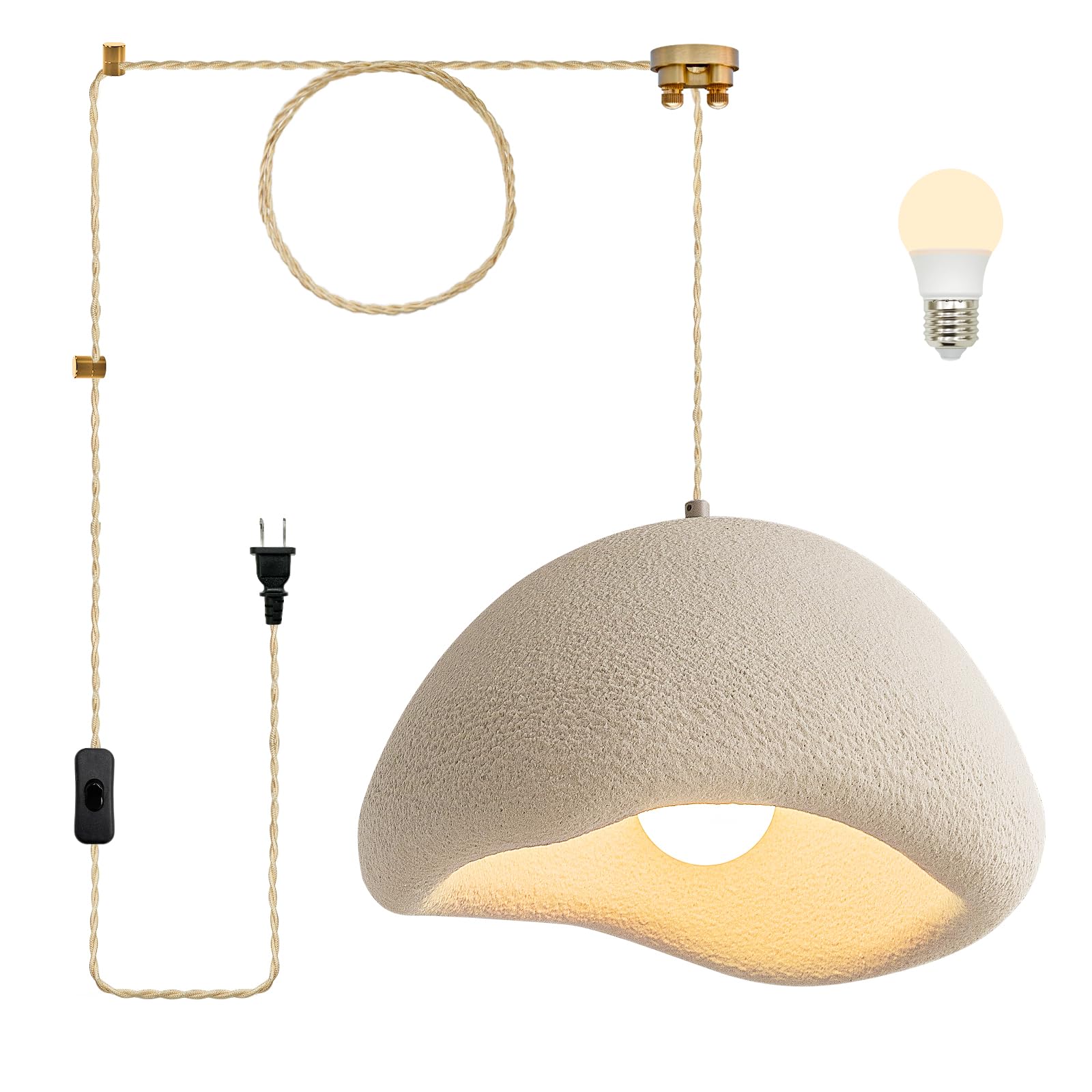 MODIVO 11.8in Wabi Sabi Pendant Light,Plug in Hanging Light