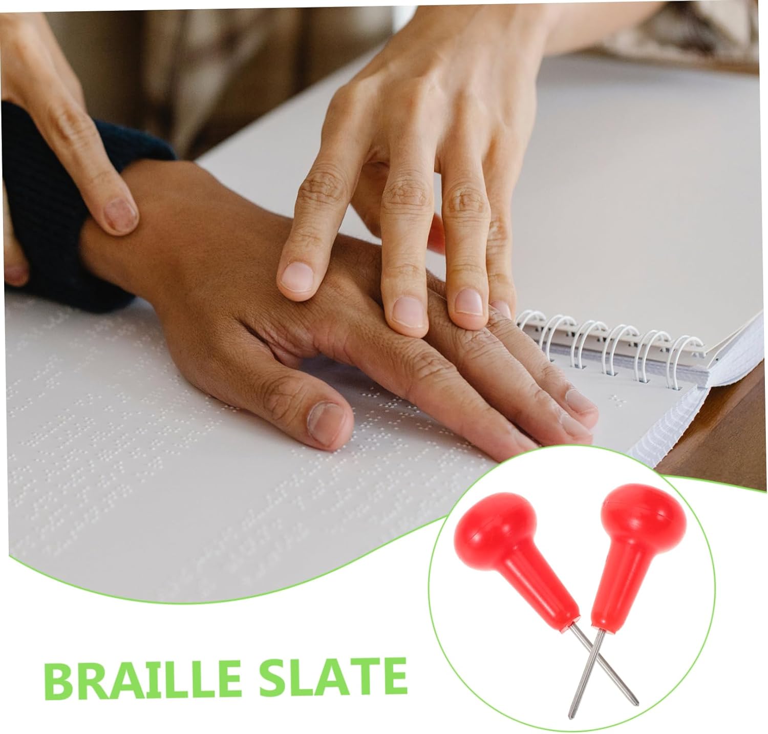 KOMBIUDA 10pcs Braille Writing Pen for Blind Plastic Braille Stylus for Learning and Writing for Visually Impaired Adults Convenient Portable Design