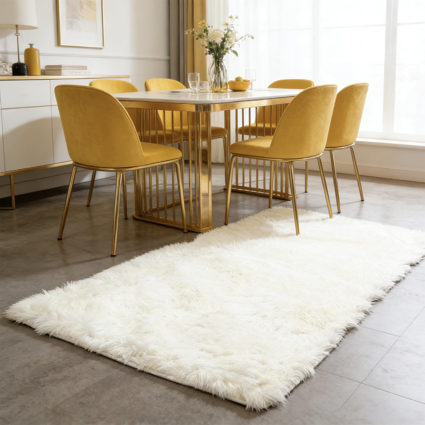 Tapis de salon antidérapant blanc pour sécuriser les sols glissants