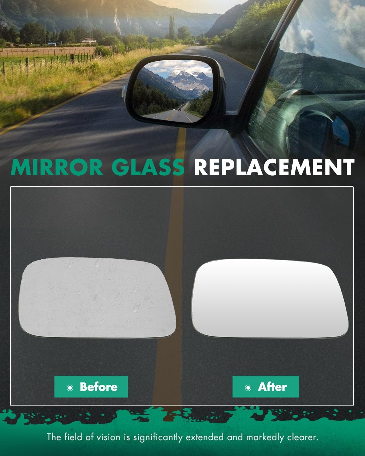 SCITOO Exterior Mirror Glass Passenger Right Side Fit for 2009-2014 For ACURA TL (UA8/UA9) W/HEATED Chrome Convex Replacement Side Mirror Glass RM01254-12P