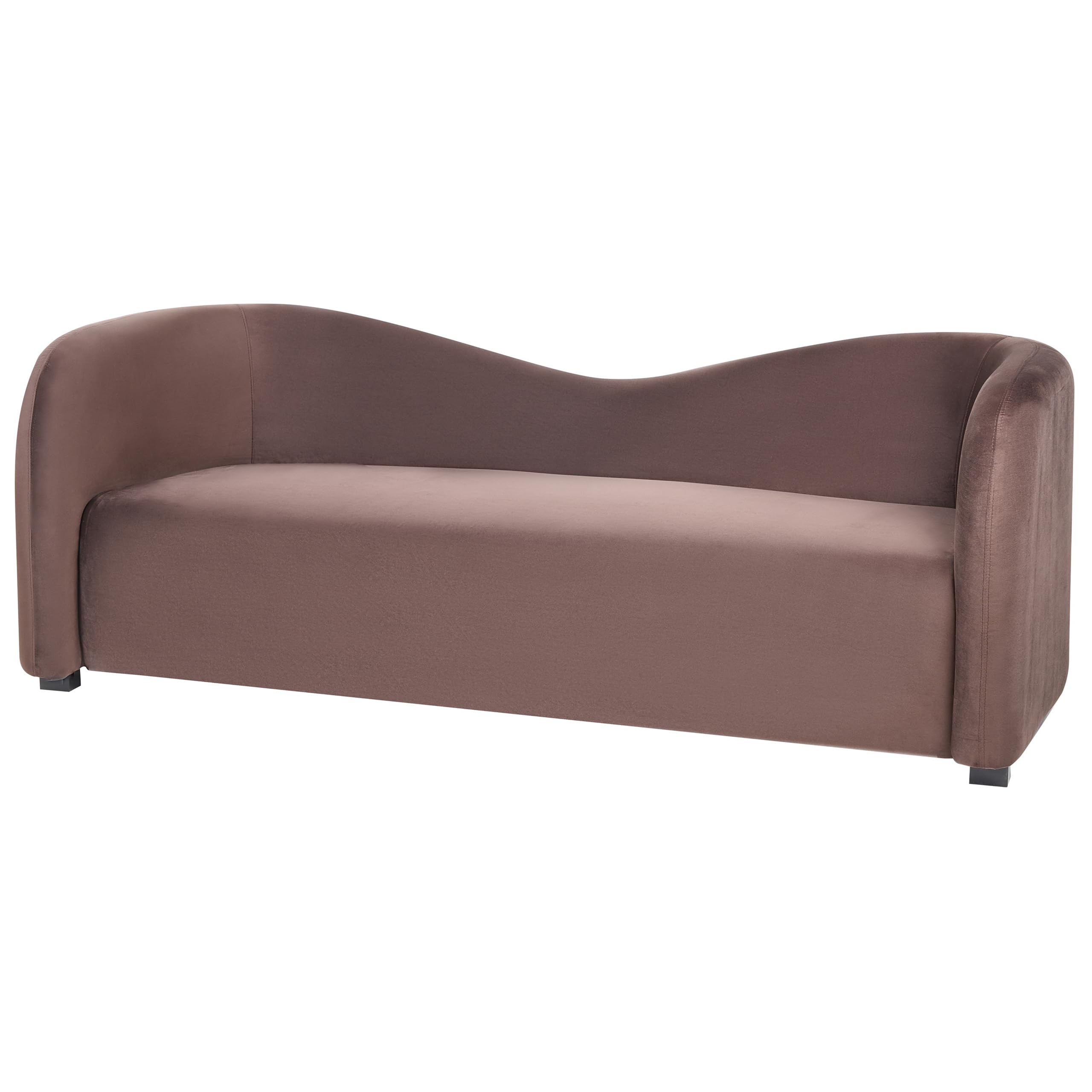 Nowoczesna sofa trzyosobowa zaokrąglone oparcie welurowa brązowa Veltada