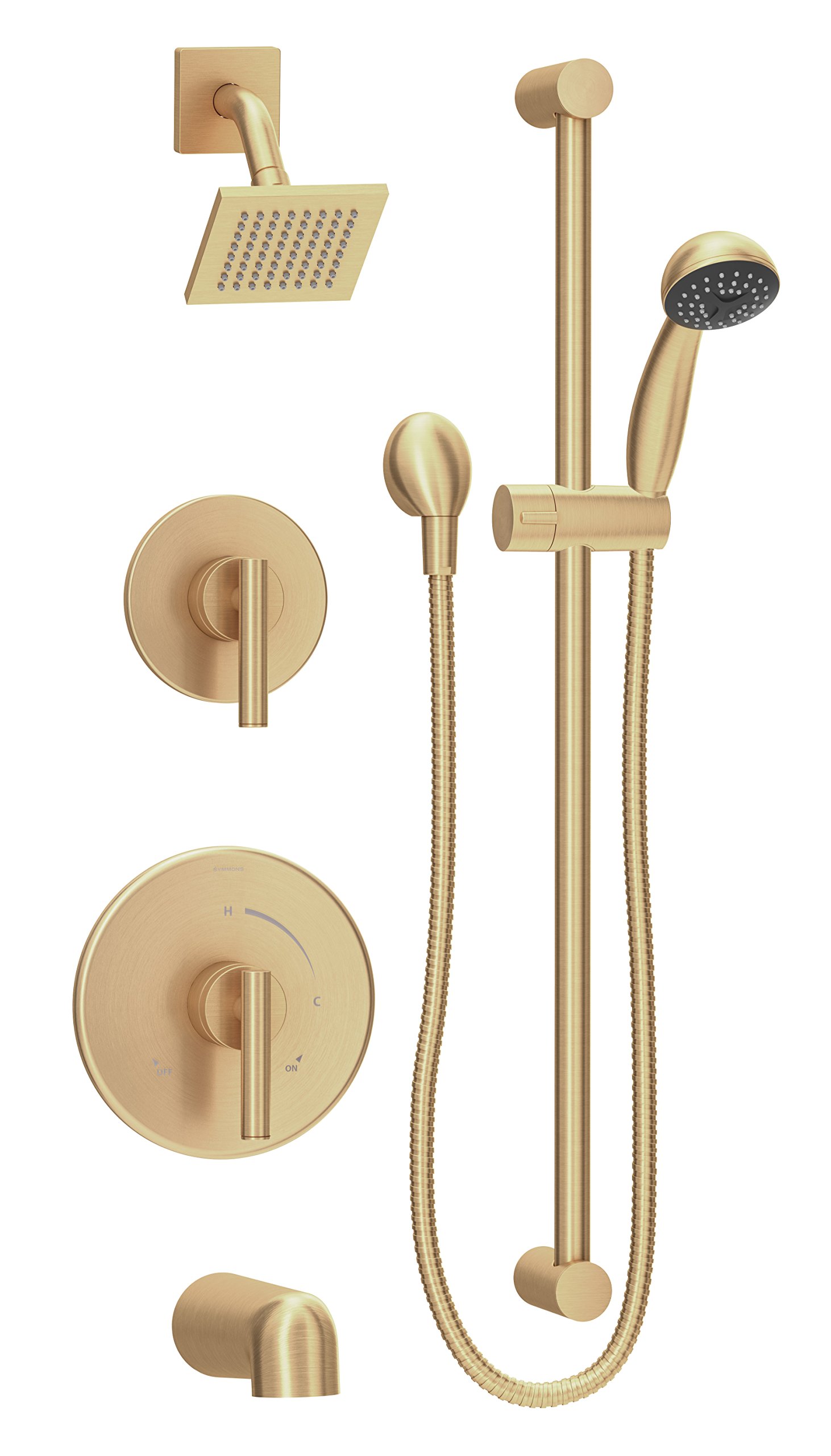 Symmons3506-B-BBZ-SH4-1.5-TRM Dia 2-Handle Tub and 1-Spray Shower Trim with 1-Spray Hand Shower in Brushed Bronze (Valves Not Included)