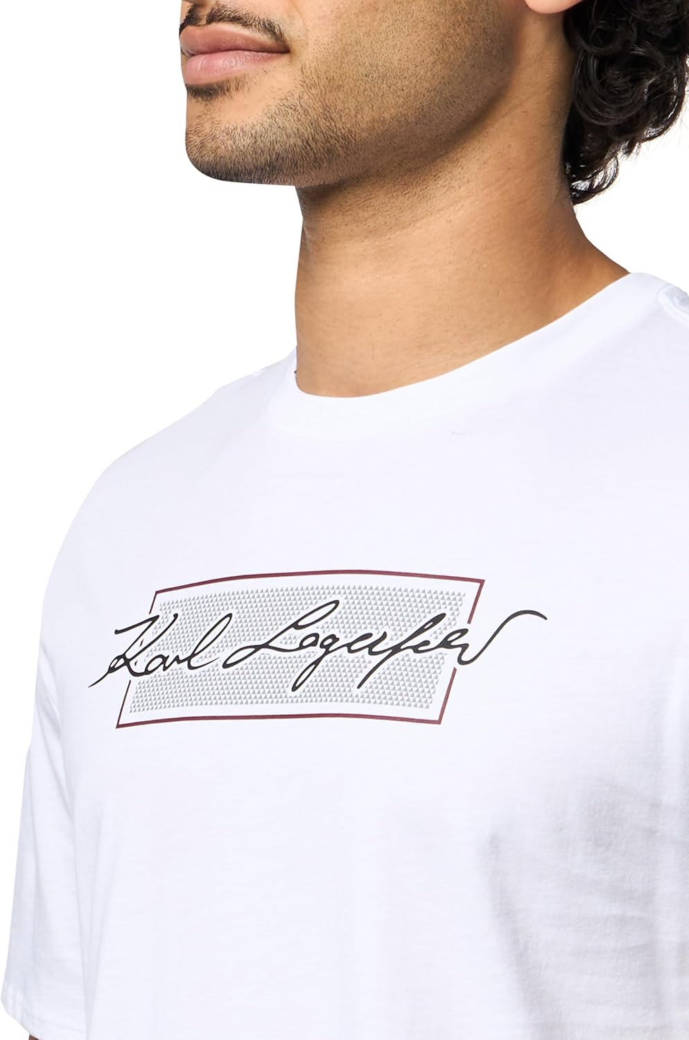 KARL LAGERFELD Mens Crewneck Short Sleeve Graphic Design Relaxed Fit T-Shirt - Image 3