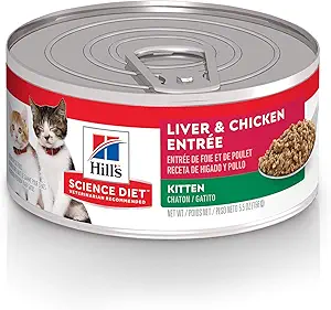 Hill's Science Diet Wet Cat Food, Kitten, Liver & Chicken Recipe, 5.5 oz. Cans, 24-Pack