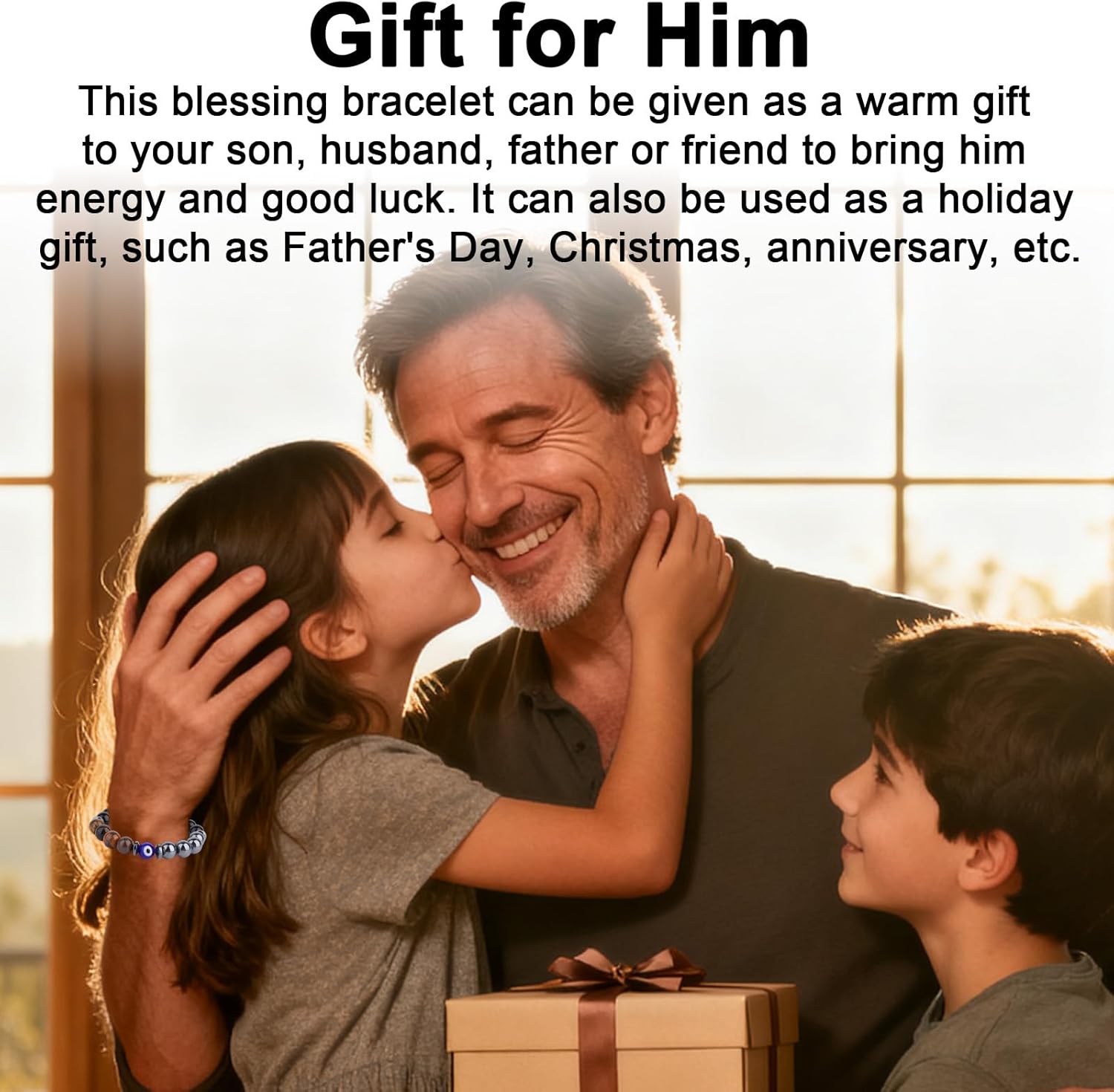 Evil Eye Bracelet, Triple Lucky Protection Beaded Evil Eye Bracelet Negative Energy Blocker Bring Good Luck Jewelry for Men - Image 7