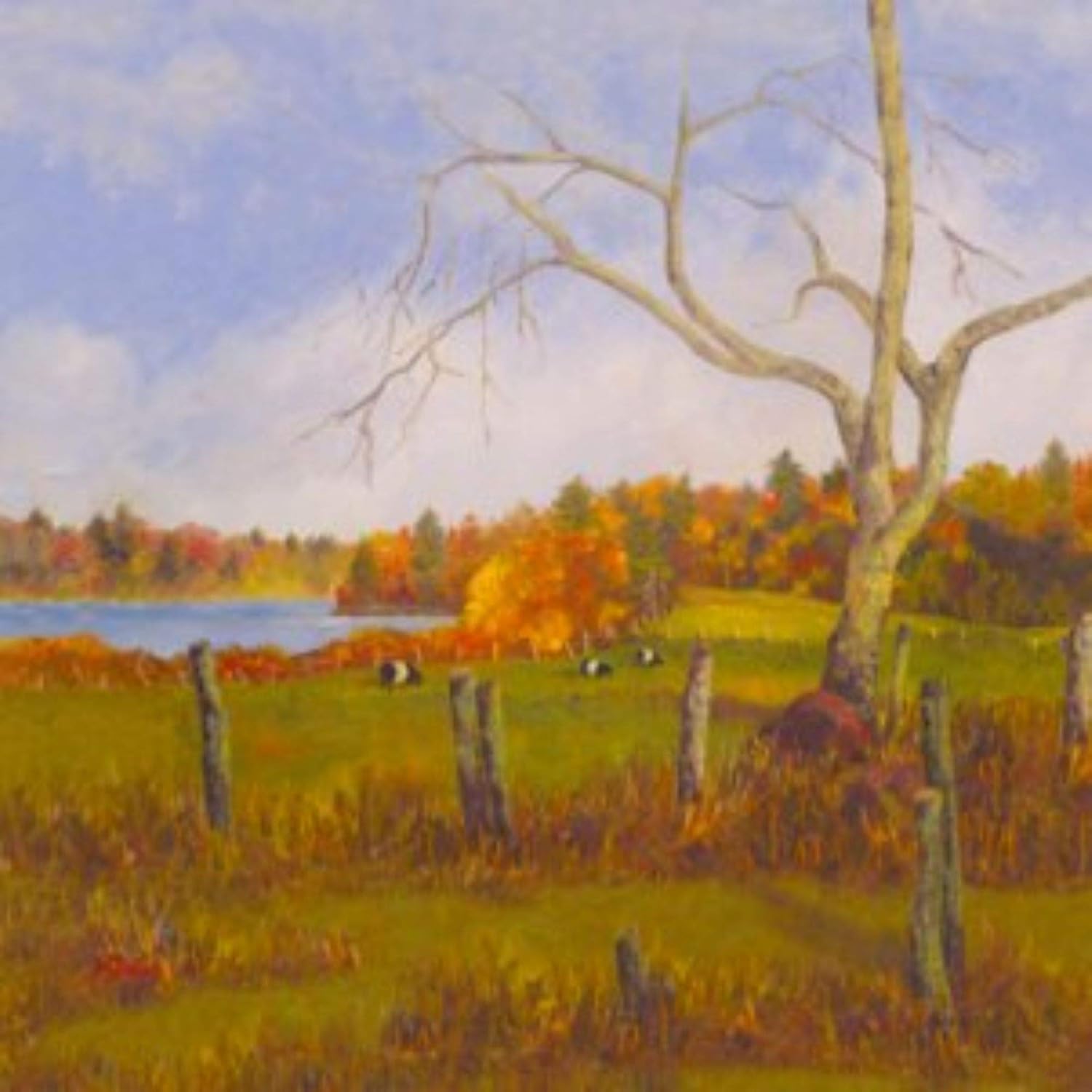 Green and Blue Just Grazing Outdoor Canvas Square Wall Art Decor 24" x 24"