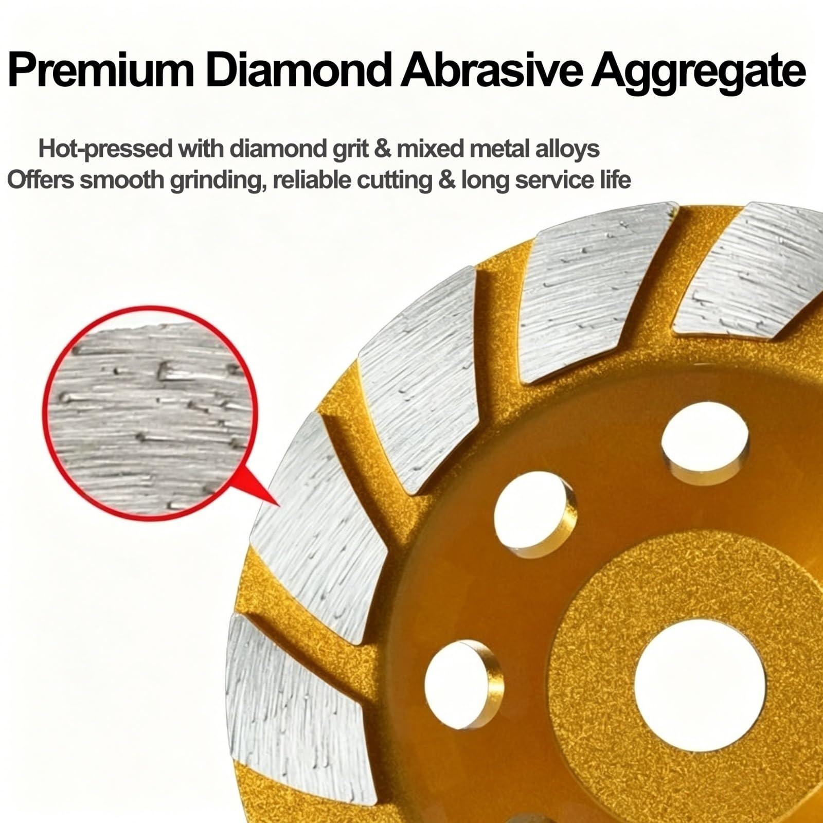Copa diamantada extra gruesa para amoladora angular, desbaste hormigón cemento mármol granito(OD5.91"(150mm))