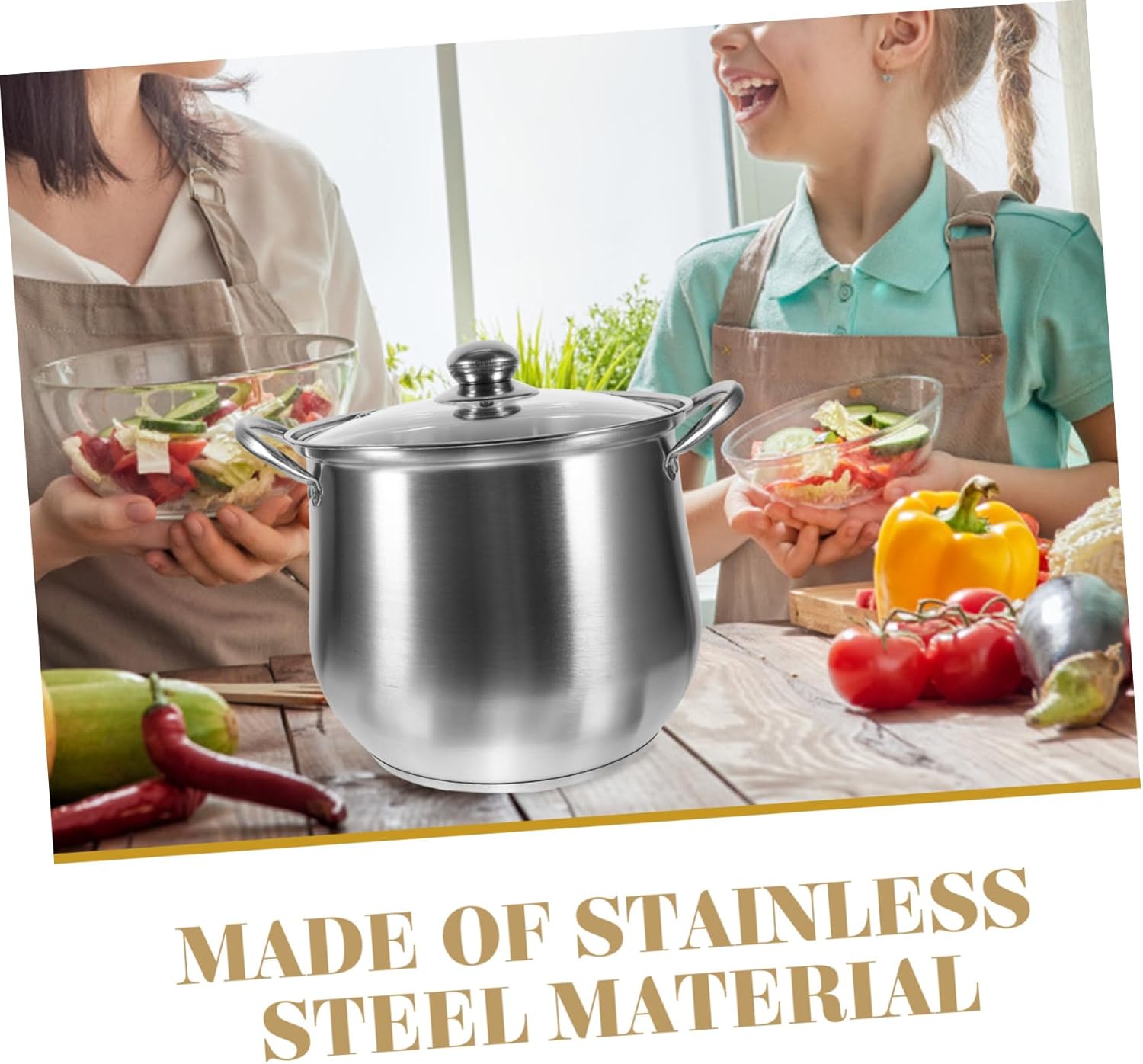 Stainless Steel Stockpot with Lid Heavy Duty Cooking Pot for Soup and Noodles Double Handle Design for Easy Pouring Versatile for Gas and Induction Stoves