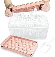 Vista 13 de WIBIMEN Bandeja para cubitos de hielo con tapa y contenedor, bandejas de hielo redondas para congelador con tapa, bandejas para cubitos de hielo