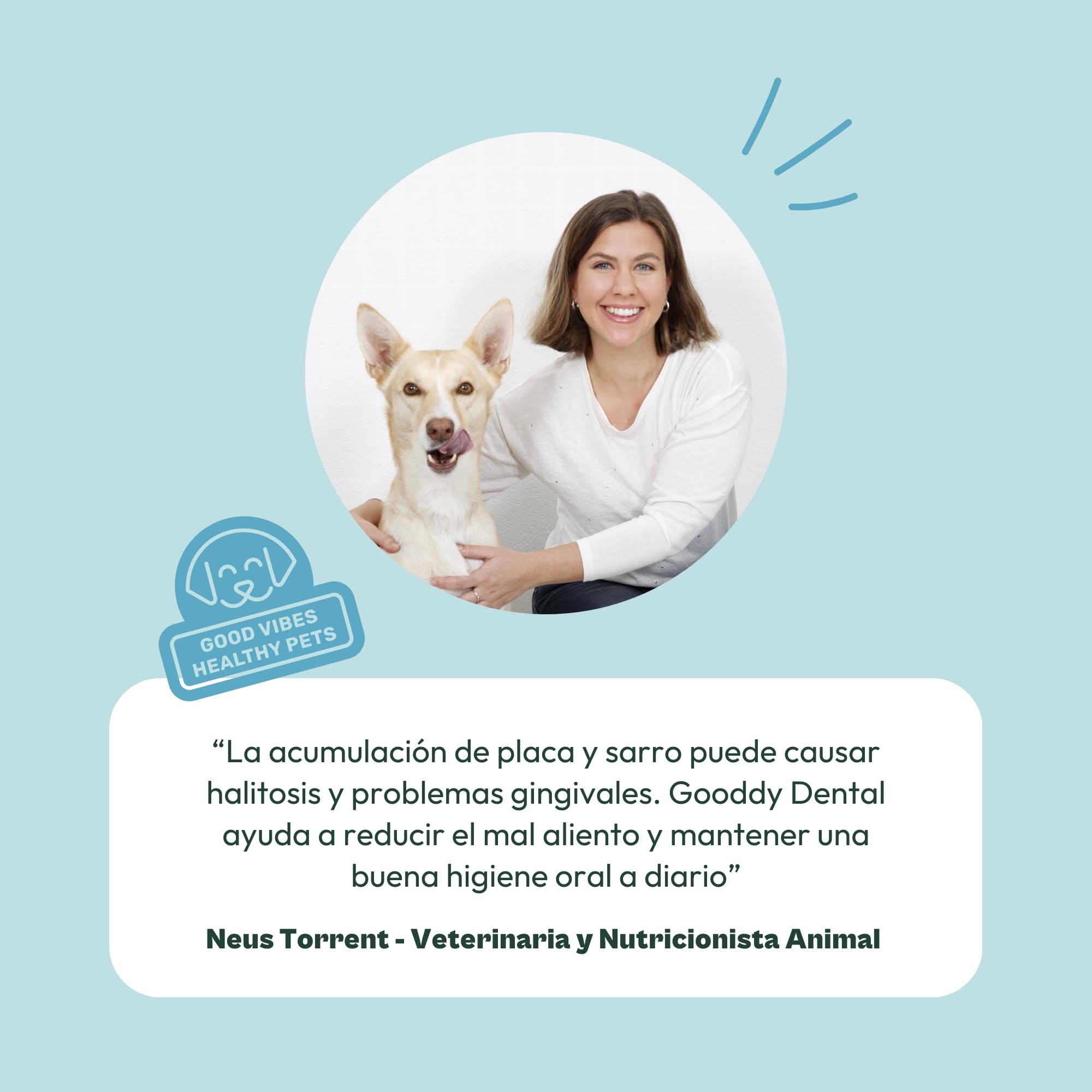 Gooddy - Cuidado Encías y Limpieza Dientes para Perros. Polvos Naturales 180g, Sin Cereales e Hipoalergénico – Elimina sarro, Placa y Mal Aliento. Alga Marina Natural Kelp, Zinc, Menta. 6 Meses Uso